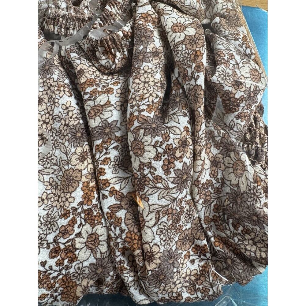 J For Justify Top Womens Size S Brown Floral Ruffled Babydoll Boho ASO Friends - Picture 3 of 12
